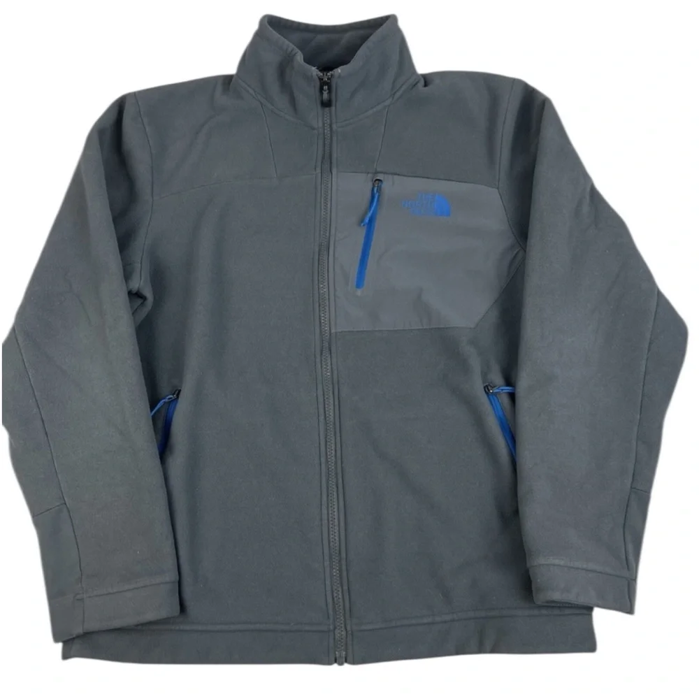 THE NORTH FACE Men's Chimbarazo Gray w/ Blue Trim Fleece Jacket Size XL